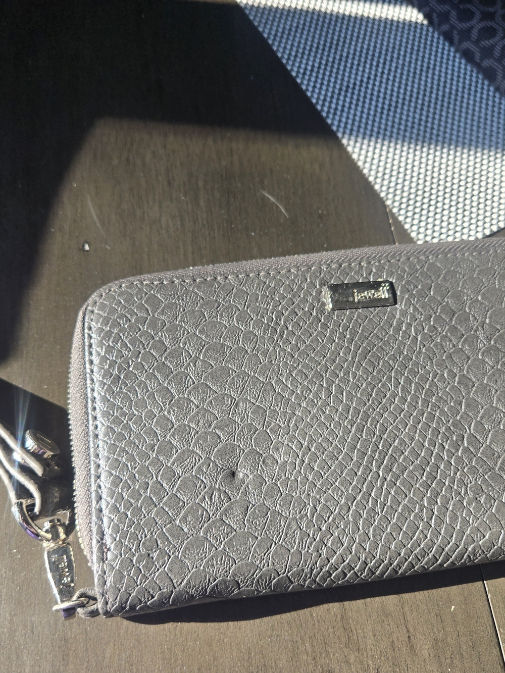 Grey Leather Wristlet Wallet